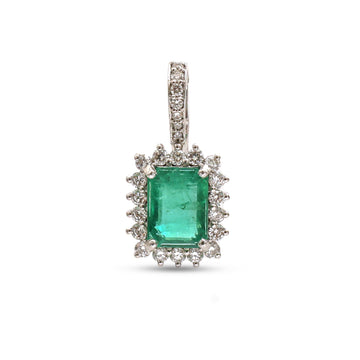 JPPD-1055/10637 Emerald Diamond Pendant | 14K