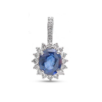 JPPD-1060/10660 Blue Sapphire Diamond Pendant | 18K