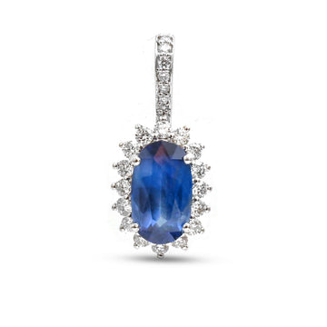 JPPD-1062/10662 Blue Sapphire Diamond Pendant | 18K