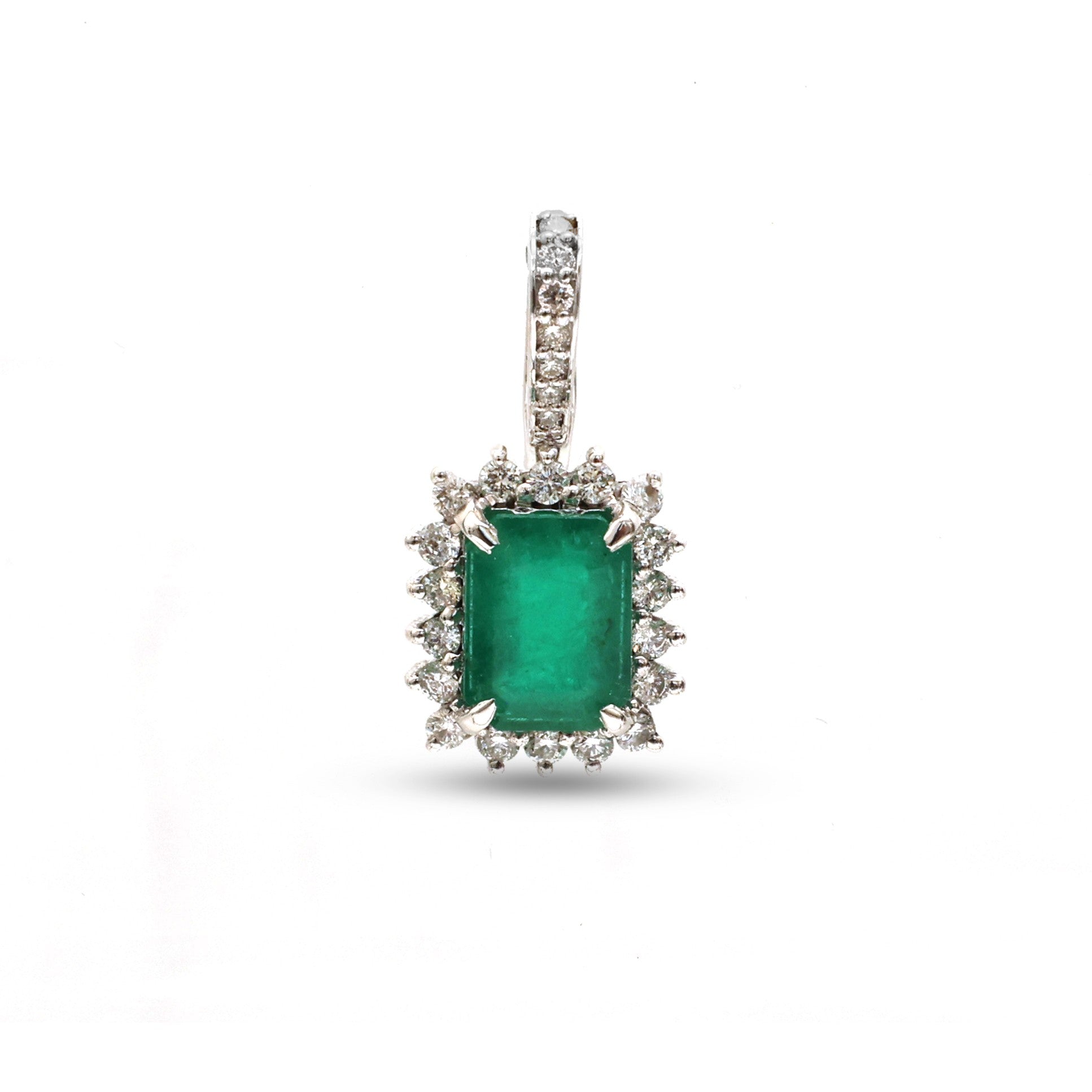 JPPD-1065/10679 Emerald Diamond Pendant | 14K