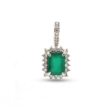 JPPD-1065/10679 Emerald Diamond Pendant | 14K