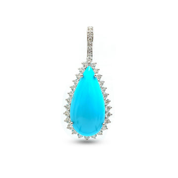 JPPD-1069/10683 Turquoise Diamond Pendant | 14K