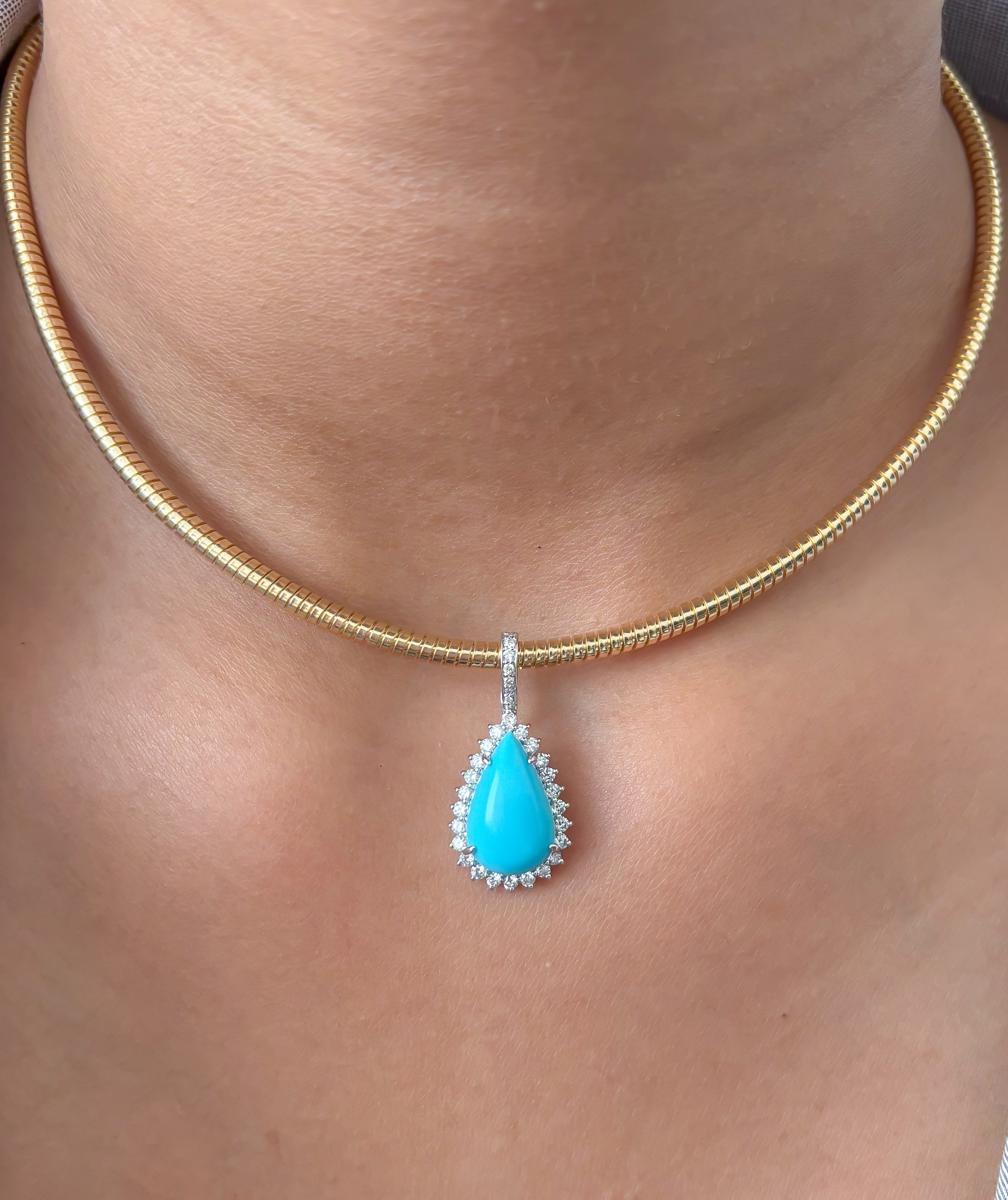 JPPD-1071/10732 Turquoise Diamond Pendant | 14K