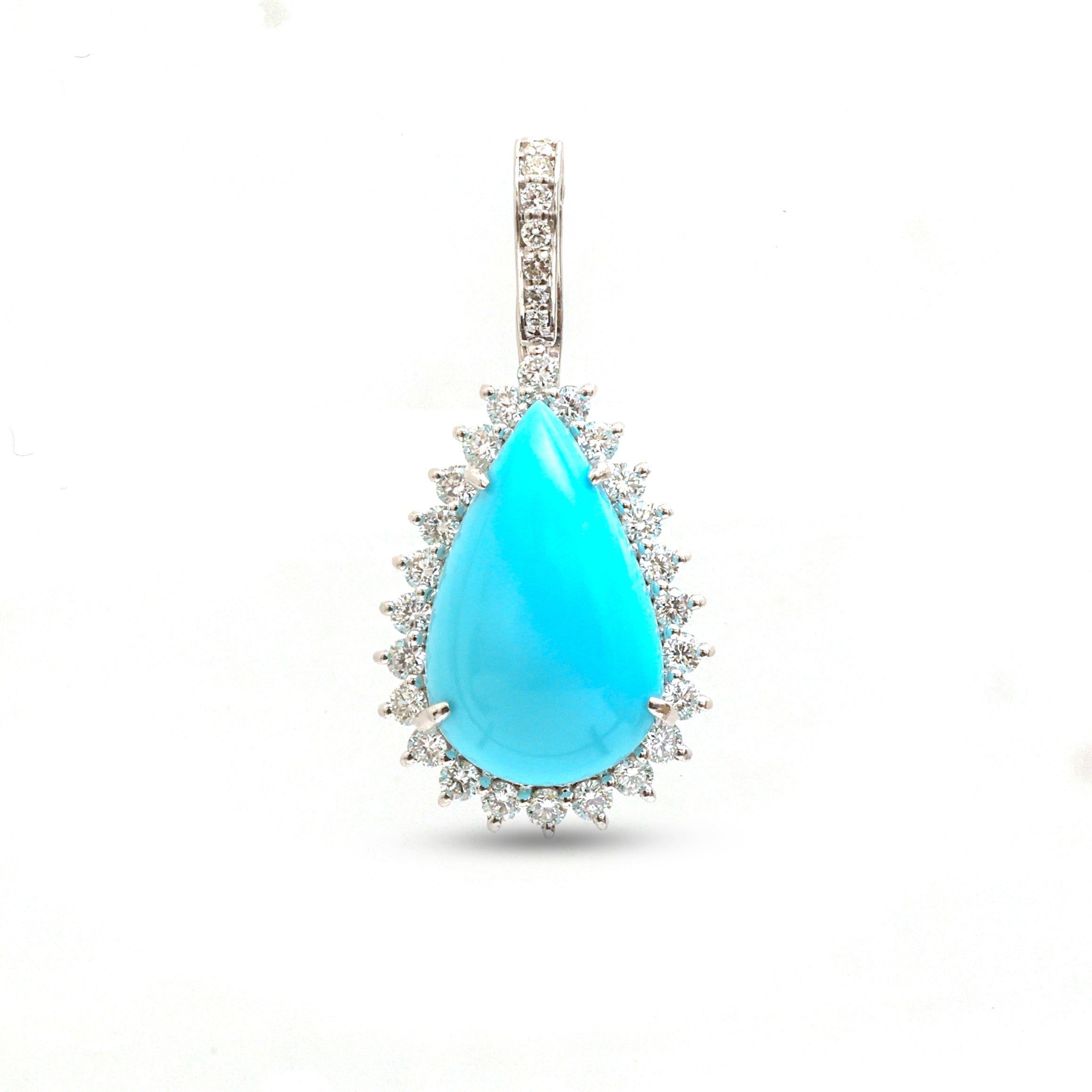 JPPD-1071/10732 Turquoise Diamond Pendant | 14K