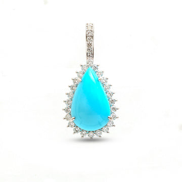 JPPD-1071/10732 Turquoise Diamond Pendant | 14K