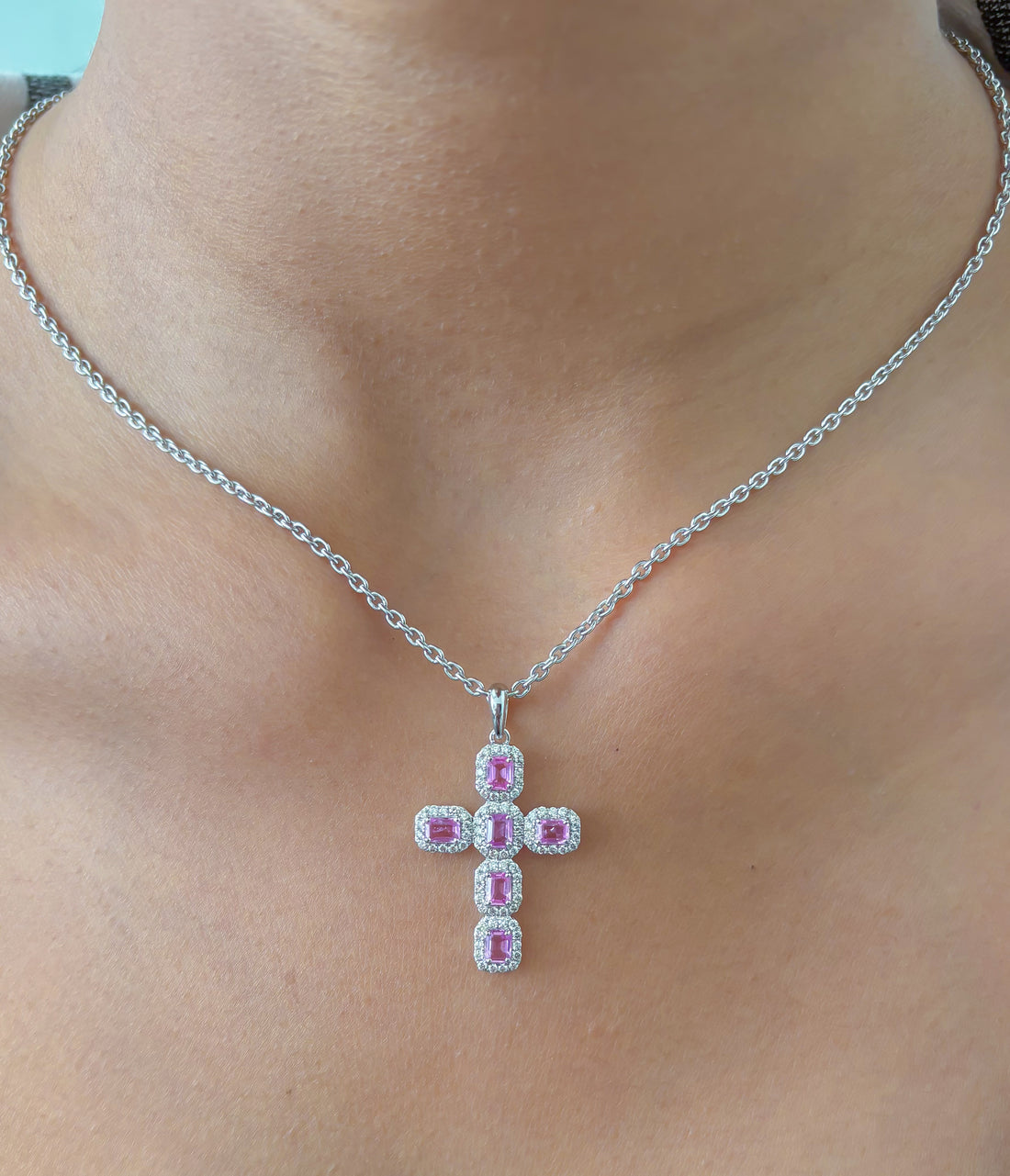 JPPD-1076/10759 Pink Sapphire Diamond Pendant | 18K