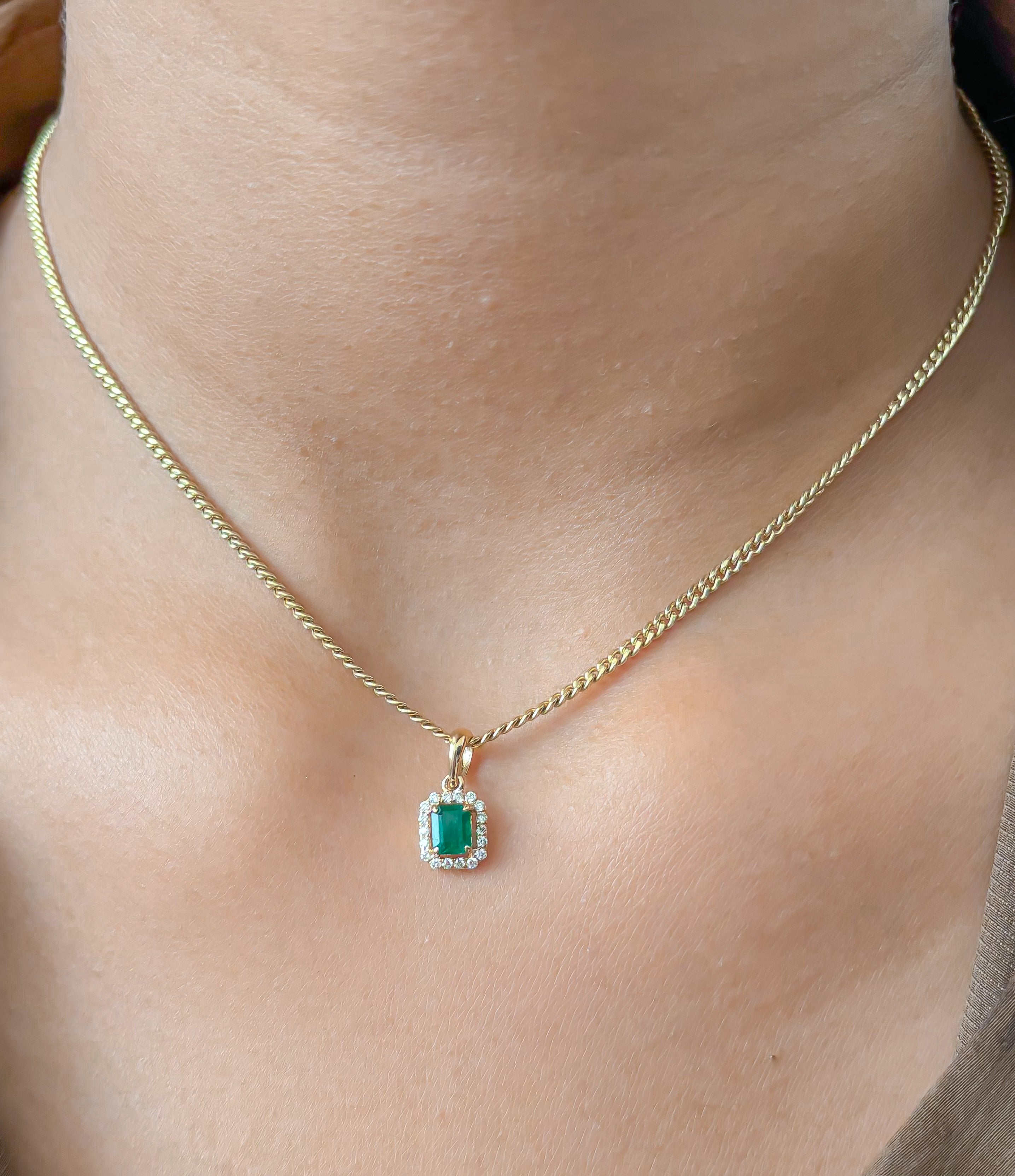 JPPD-1080/10805 Emerald Diamond Pendant | 18K