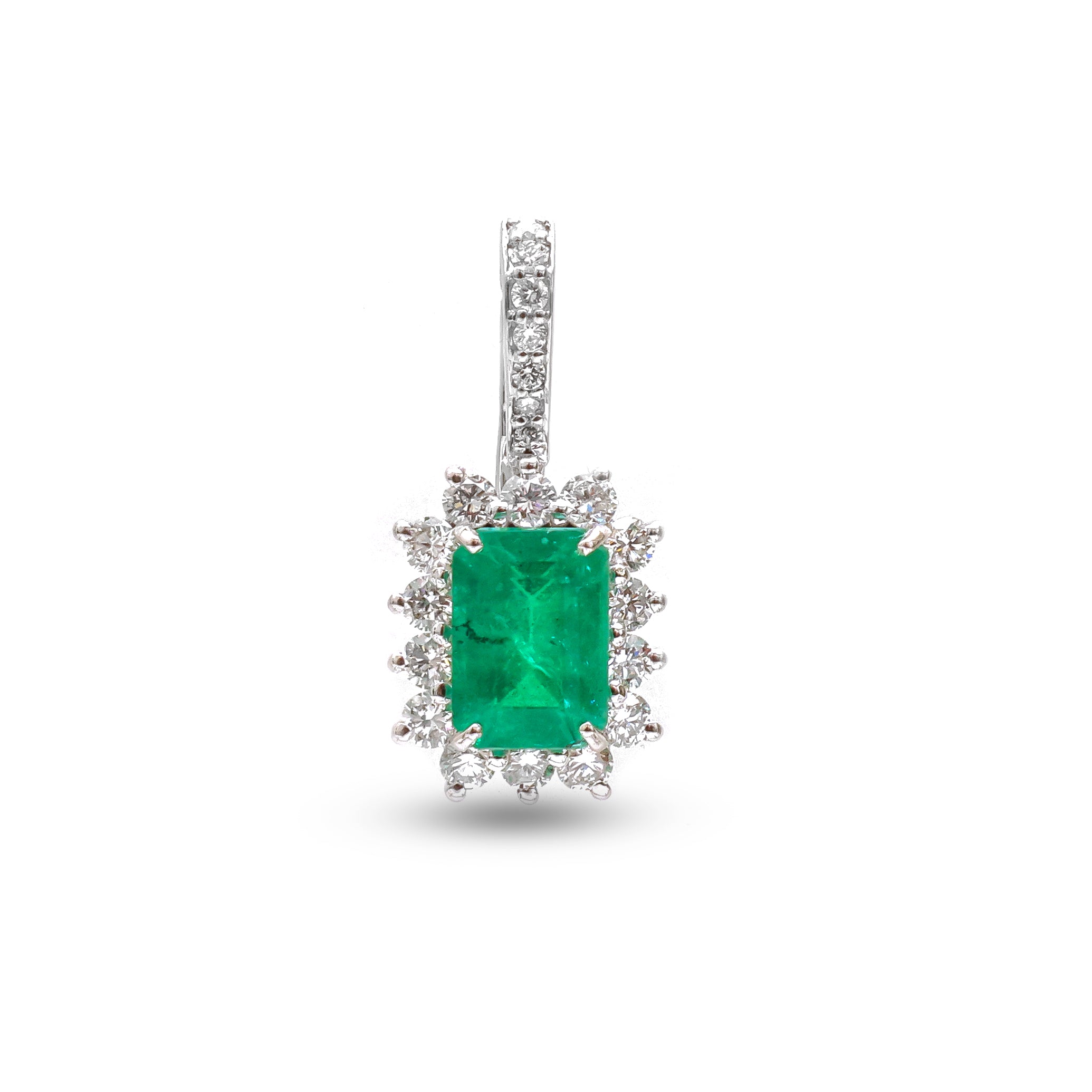 JPPD-1081/10806 Emerald Helo Diamond Octagon Pendant | 14K