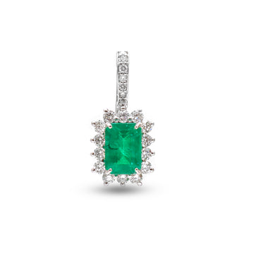 JPPD-1081/10806 Emerald Helo Diamond Octagon Pendant | 14K