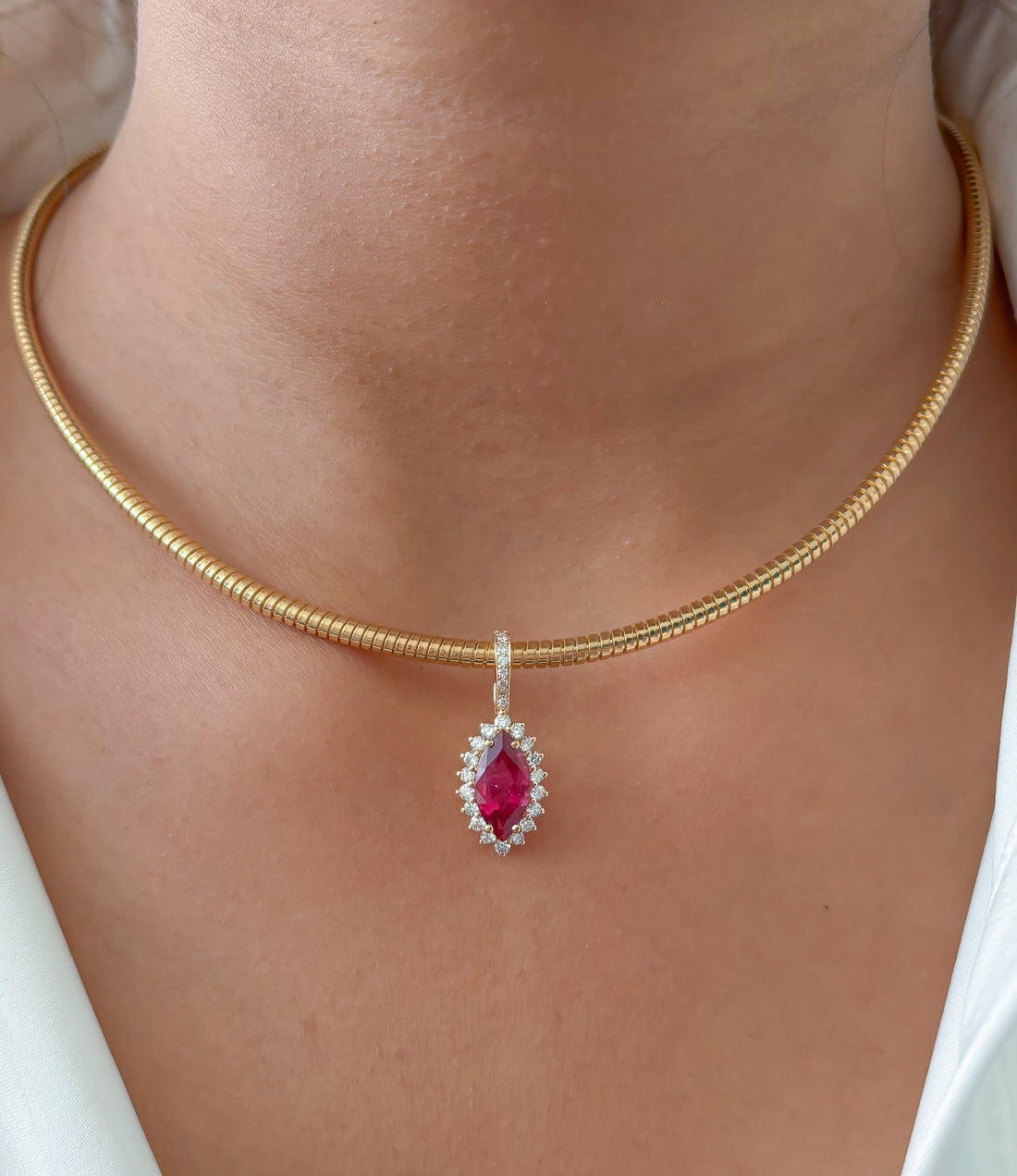 JPPD-1083/10812 Rubillite Diamond Pendant | 14K
