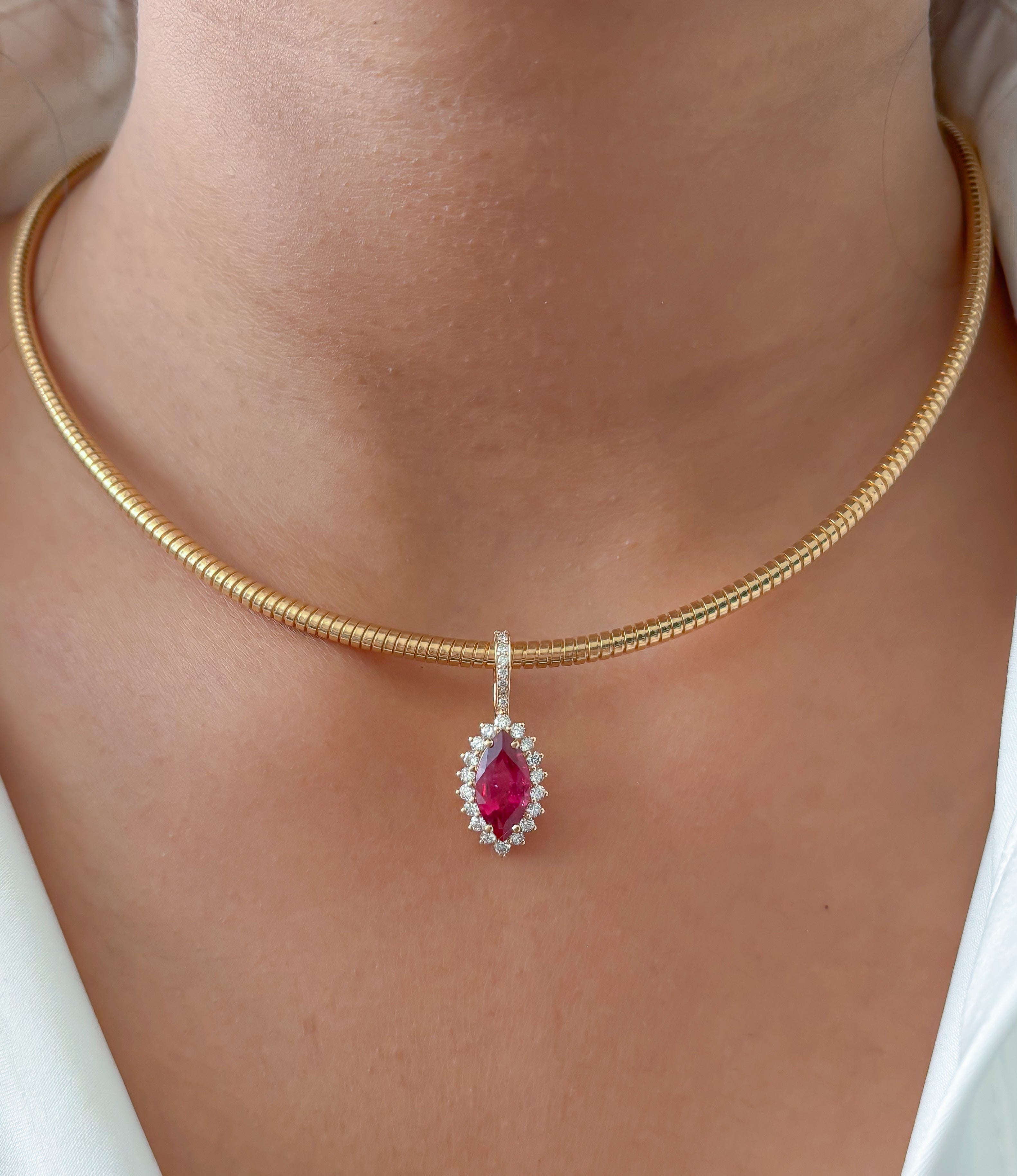JPPD-1083/10812 Rubillite Diamond Pendant | 14K