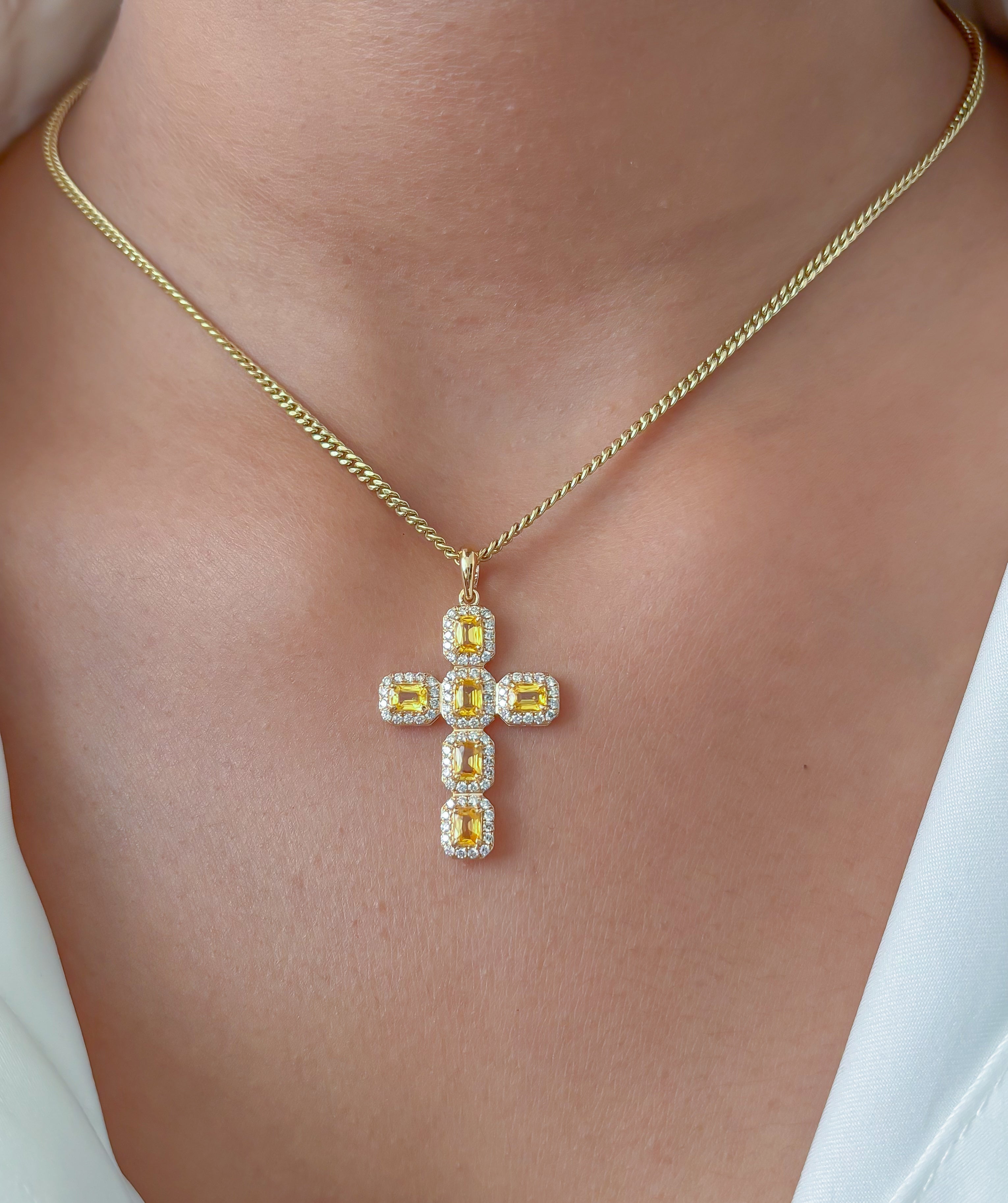 JPPD-1085/10814 Yellow Sapphire Diamond Pendant | 18K