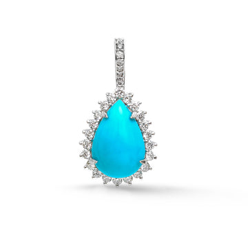 JPPD-1089/10818 Turquoise Diamond Pendant | 14K