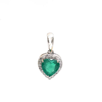JPPD-108/1028 Emerald Heart With Diamond Pendant | 18K