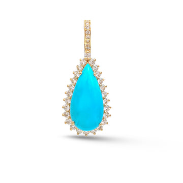 JPPD-1090/10819 Turquoise Diamond Pendant | 14K