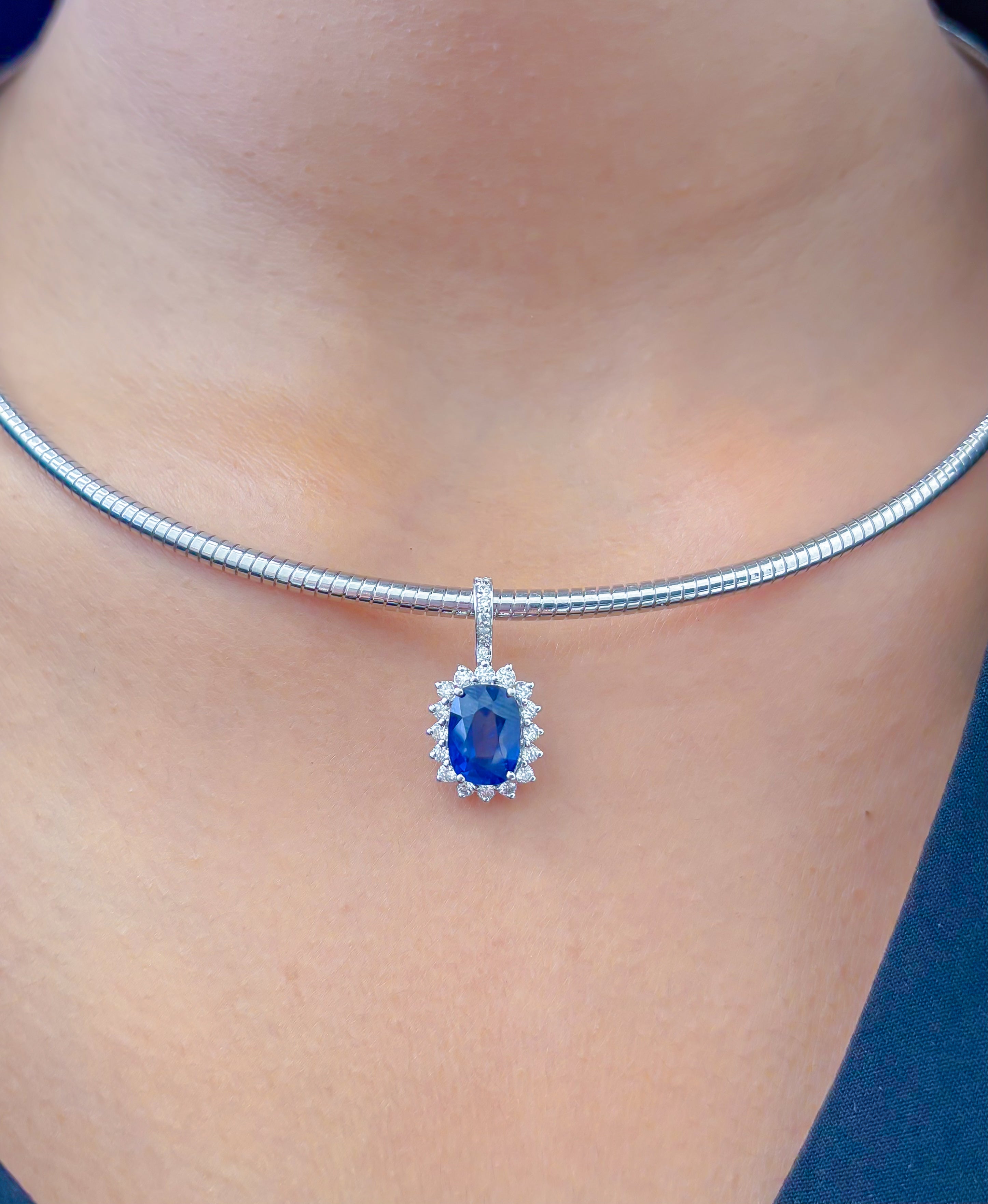 JPPD-1095/10874 Blue Sapphire Diamond Pendant | 18K