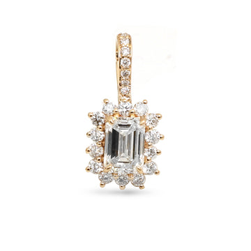 JPPD-1102/10990 Lab Grown Diamond Helo Diamond Octagon Pendant | 14K