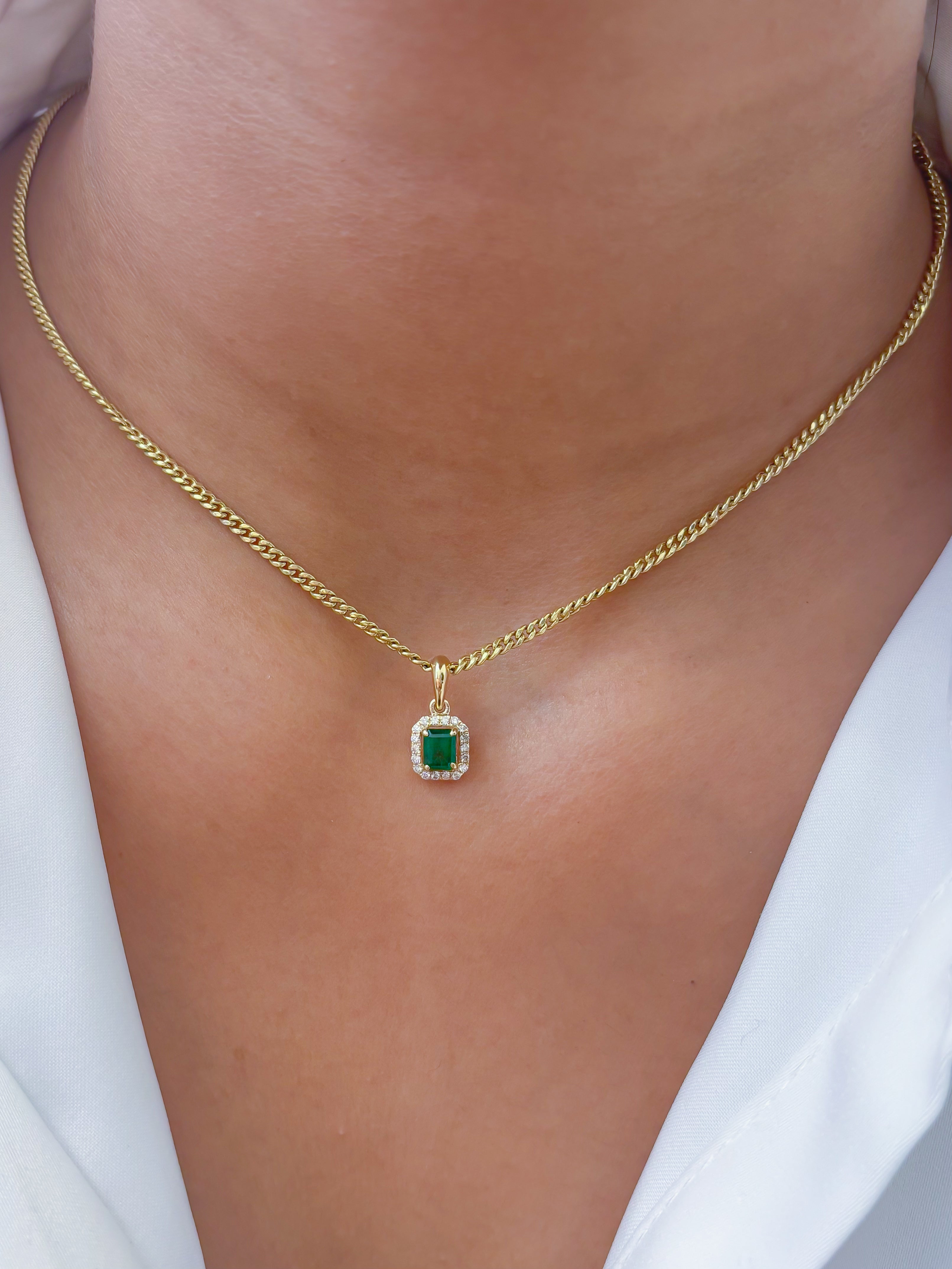 JPPD-1103/11072 Emerald Diamond Pendant | 14K