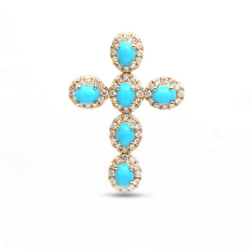JPPD-1106/11101 Turquoise Diamond Pendant | 14K