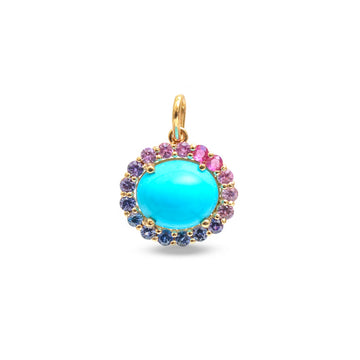 JPPD-1120/11190 Rainbow Sapphire Turquoise Pendant | 14K