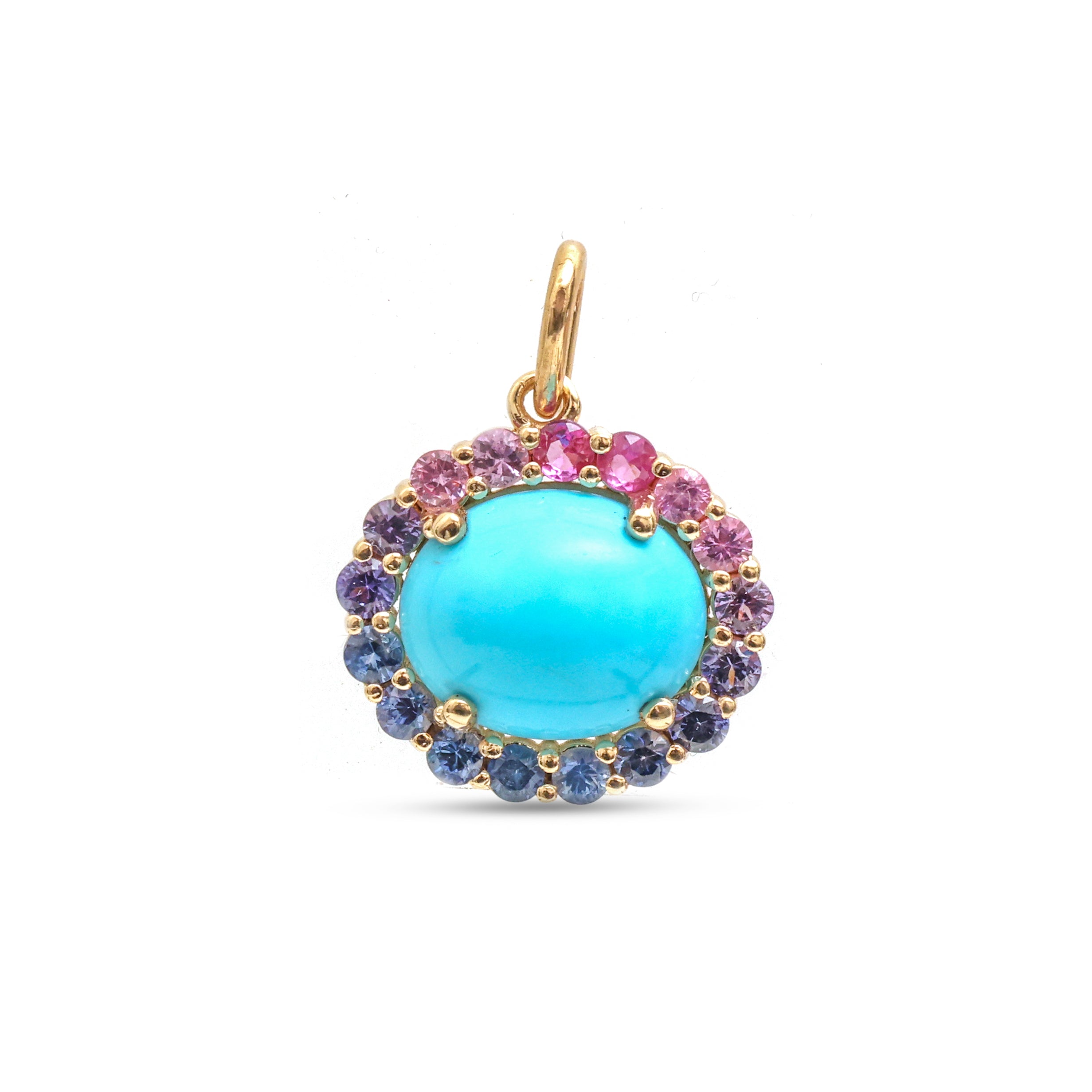 JPPD-1121/11191 Rainbow Sapphire Turquoise Pendant | 14K