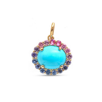 JPPD-1121/11191 Rainbow Sapphire Turquoise Pendant | 14K