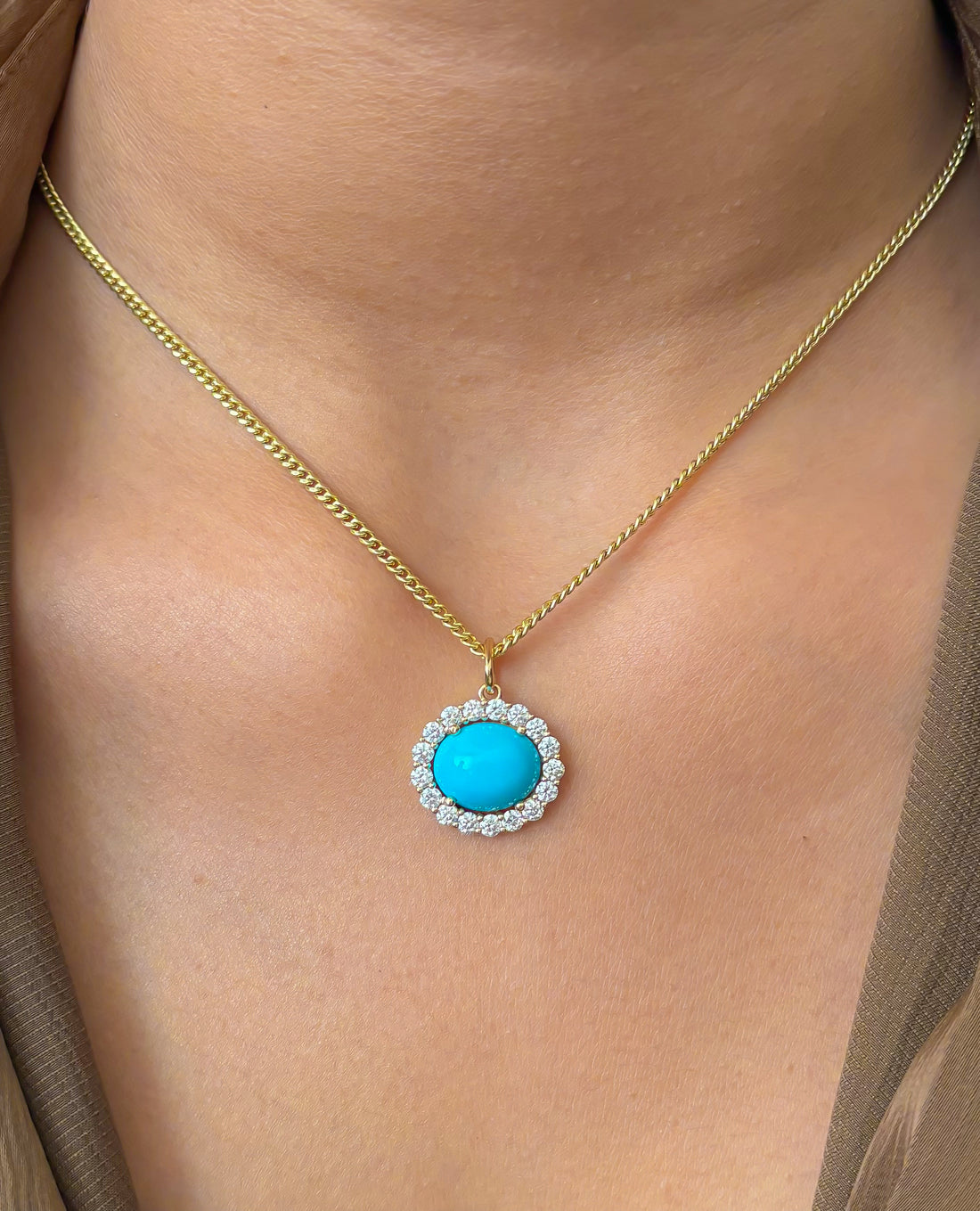 JPPD-1132/11327 Diamond Turquoise Pendant | 14K