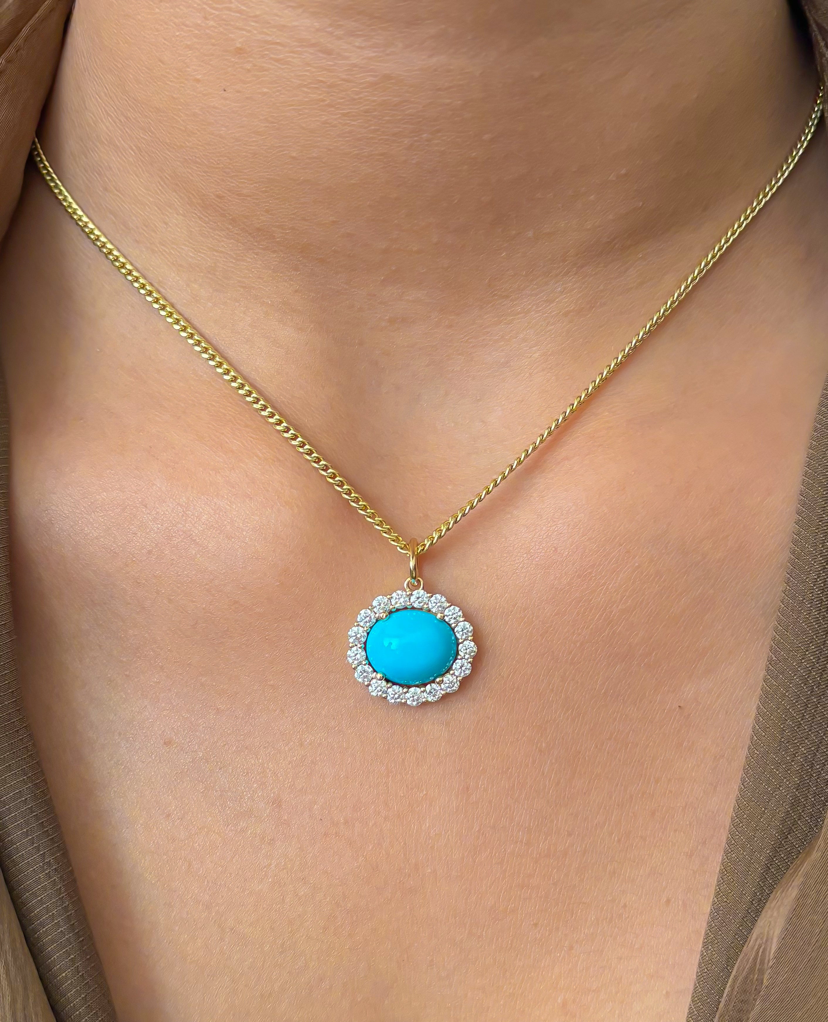JPPD-1132/11327 Diamond Turquoise Pendant | 14K