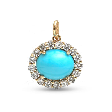 JPPD-1133/11328 Diamond Turquoise Pendant | 14K
