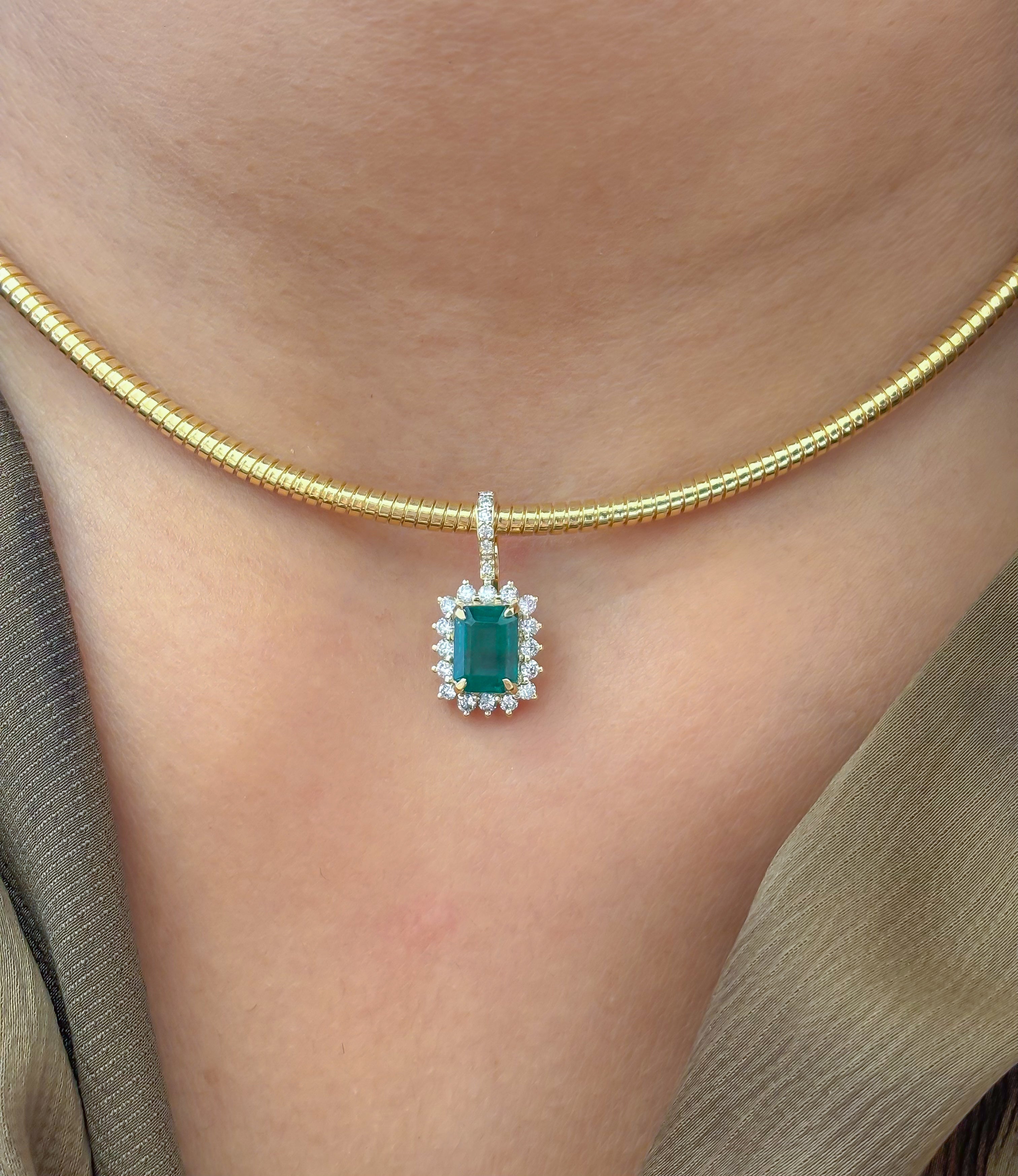 JPPD-1151/11497 Emerald Helo Diamond Octagon Pendant | 14K