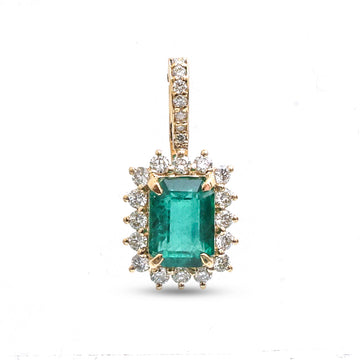 JPPD-1151/11497 Emerald Helo Diamond Octagon Pendant | 14K