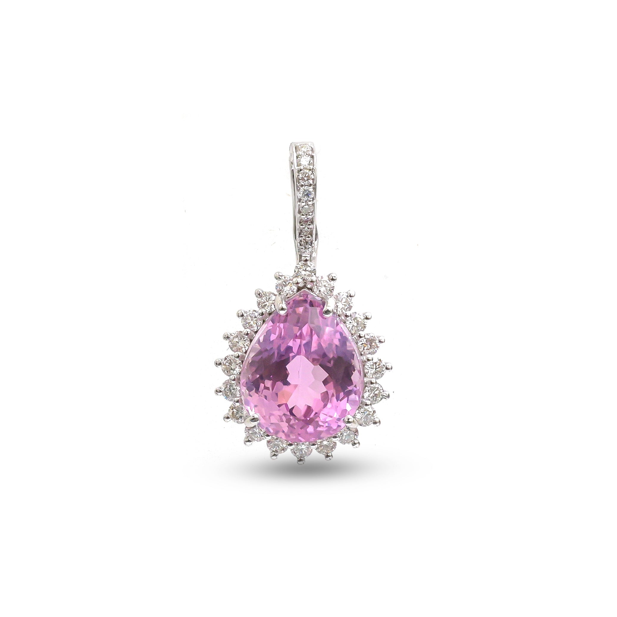 JPPD-1153/11499 Kunzite Helo Diamond Octagon Pendant | 14K