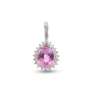 JPPD-1153/11499 Kunzite Helo Diamond Octagon Pendant | 14K