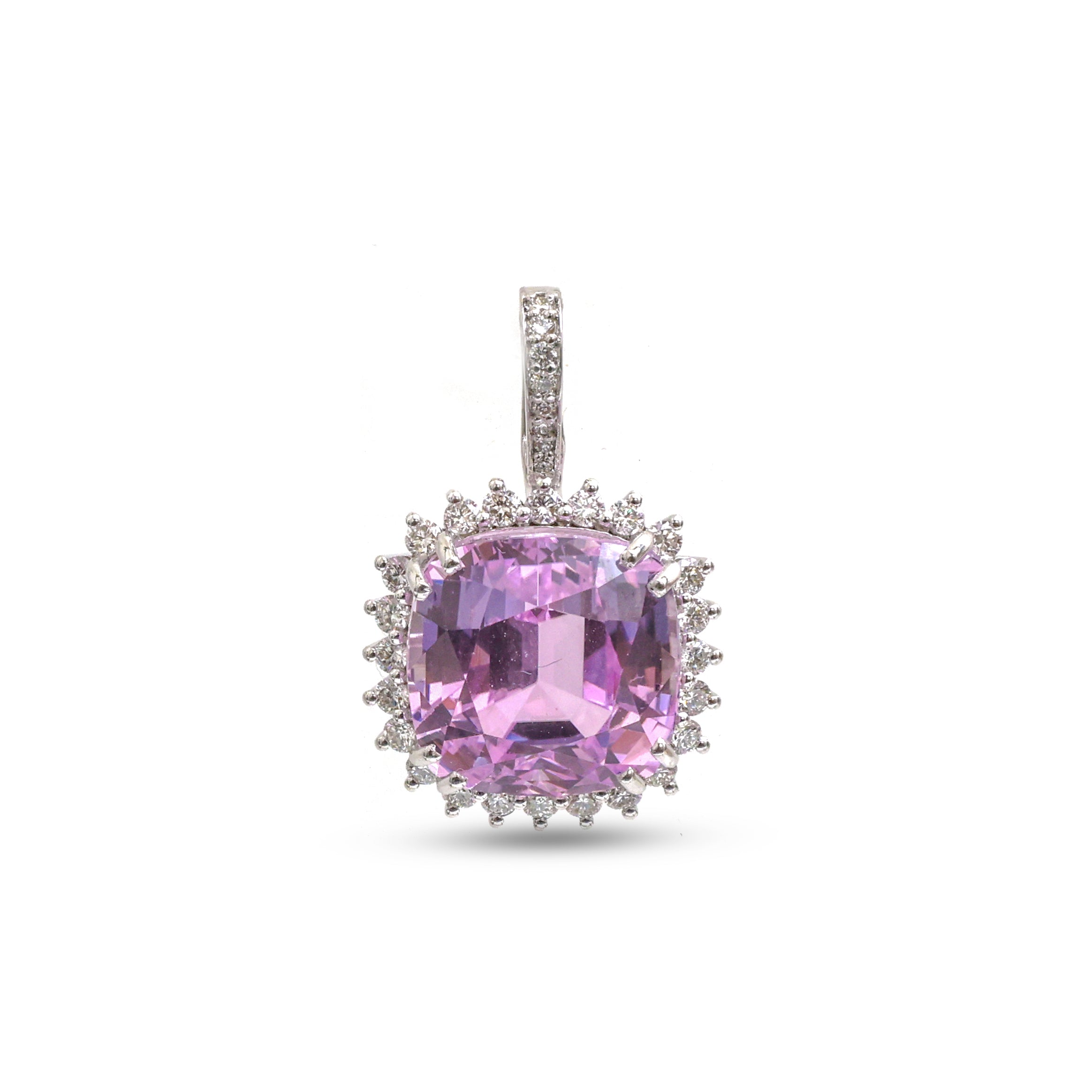 JPPD-1154/11500 Kunzite Helo Diamond Octagon Pendant | 14K