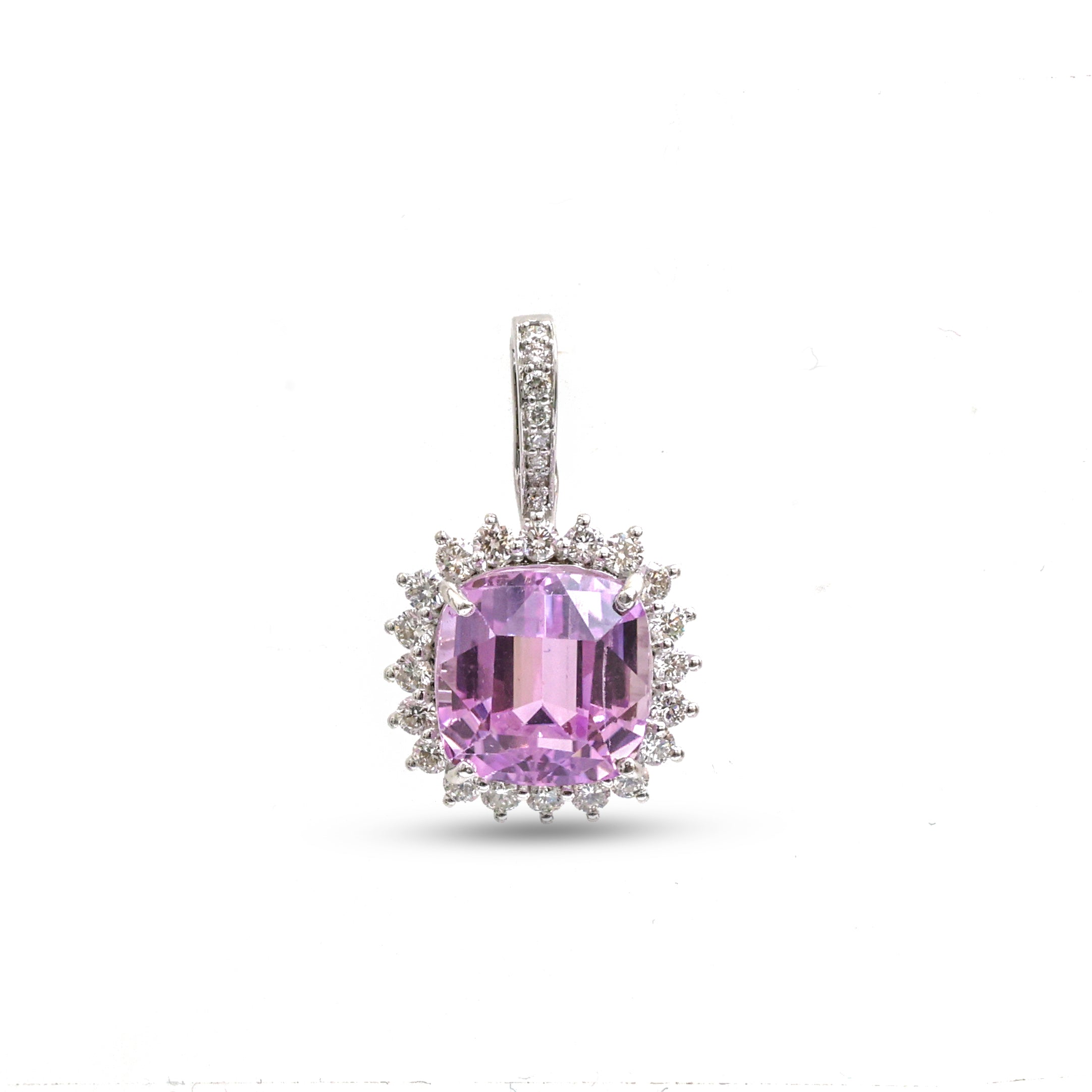 JPPD-1155/11501 Kunzite Helo Diamond Octagon Pendant | 14K