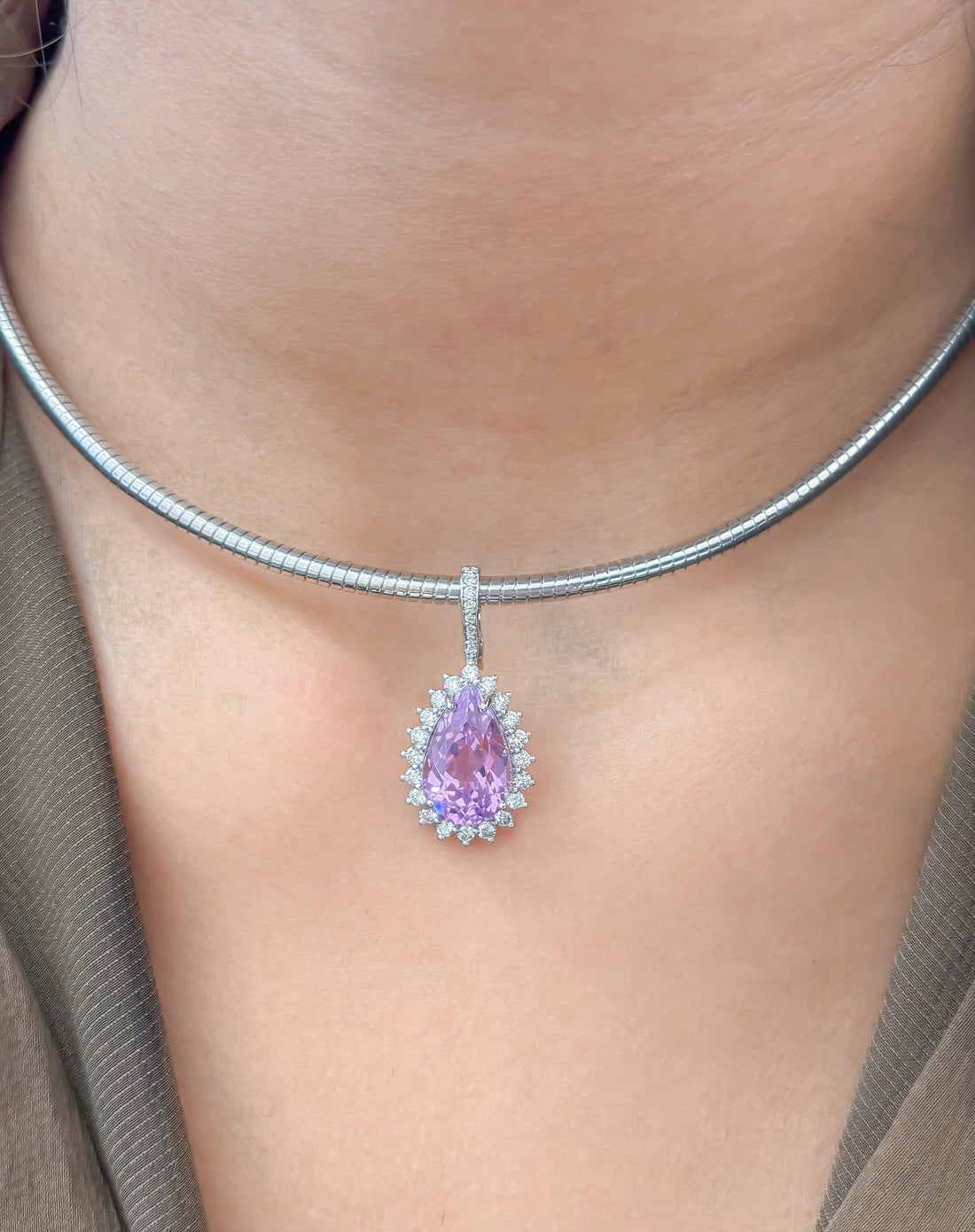 JPPD-1156/11502 Kunzite Diamond Pendant | 14K