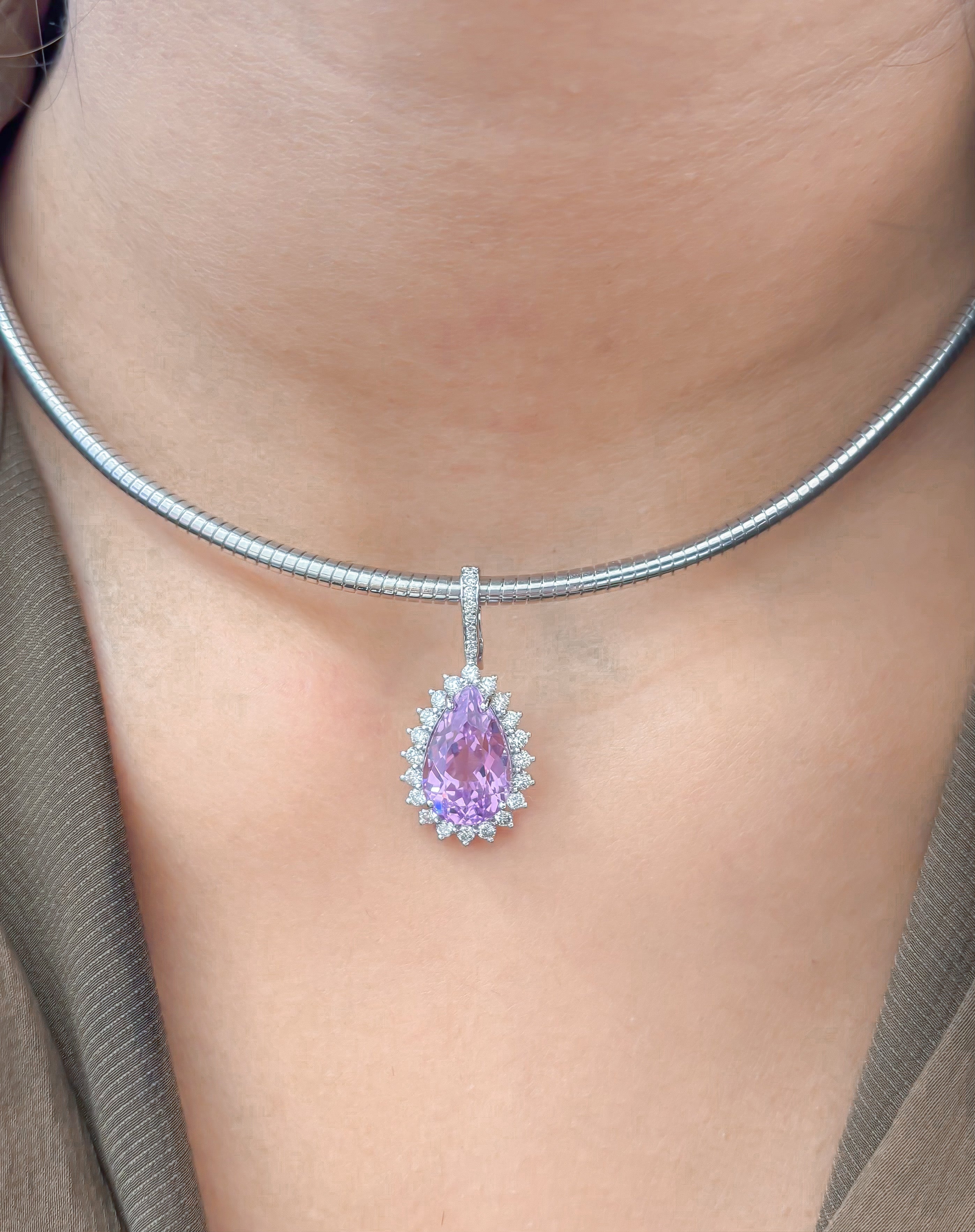 JPPD-1156/11502 Kunzite Diamond Pendant | 14K