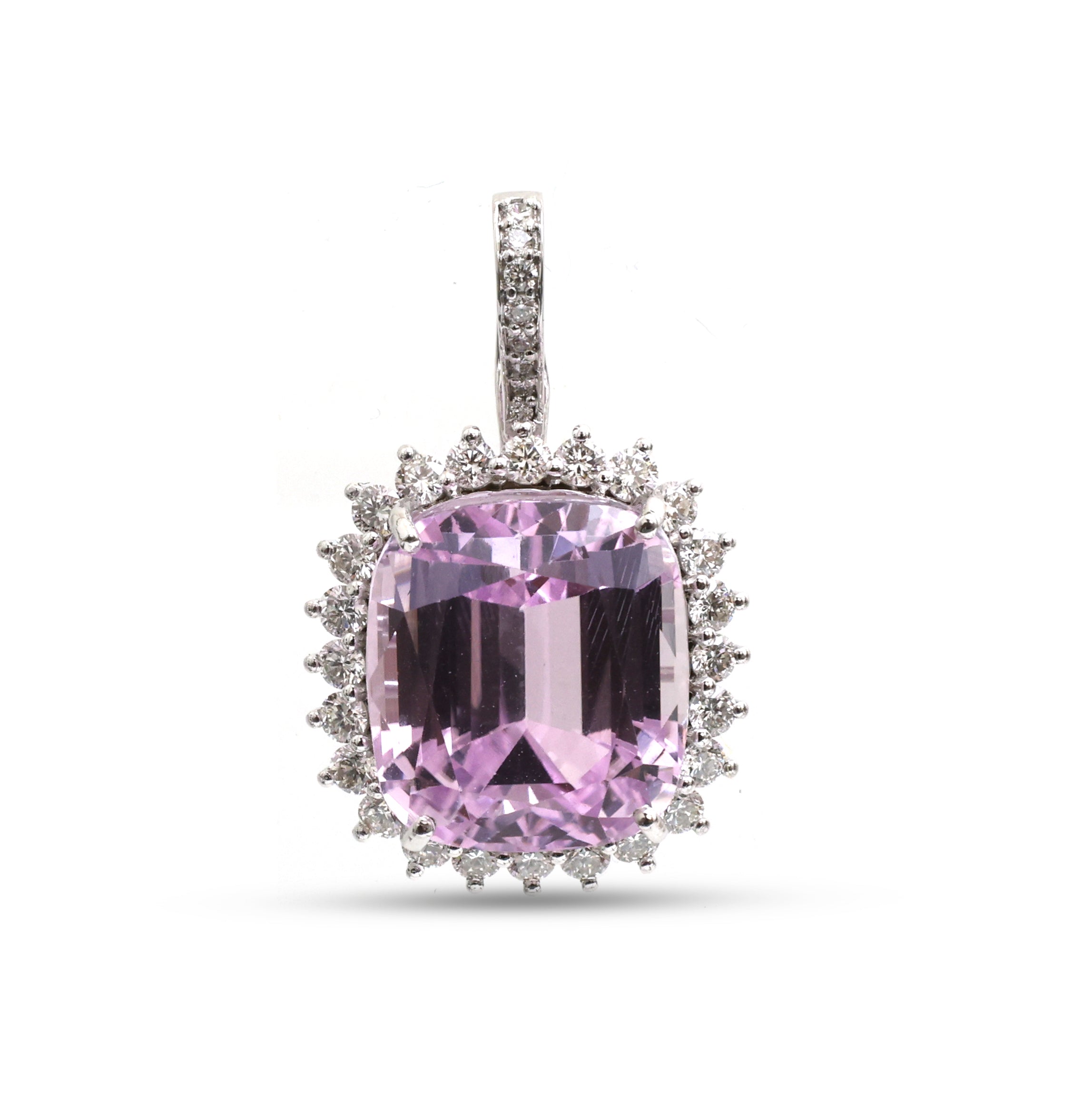 JPPD-1158/11504 Kunzite Helo Diamond Octagon Pendant | 14K