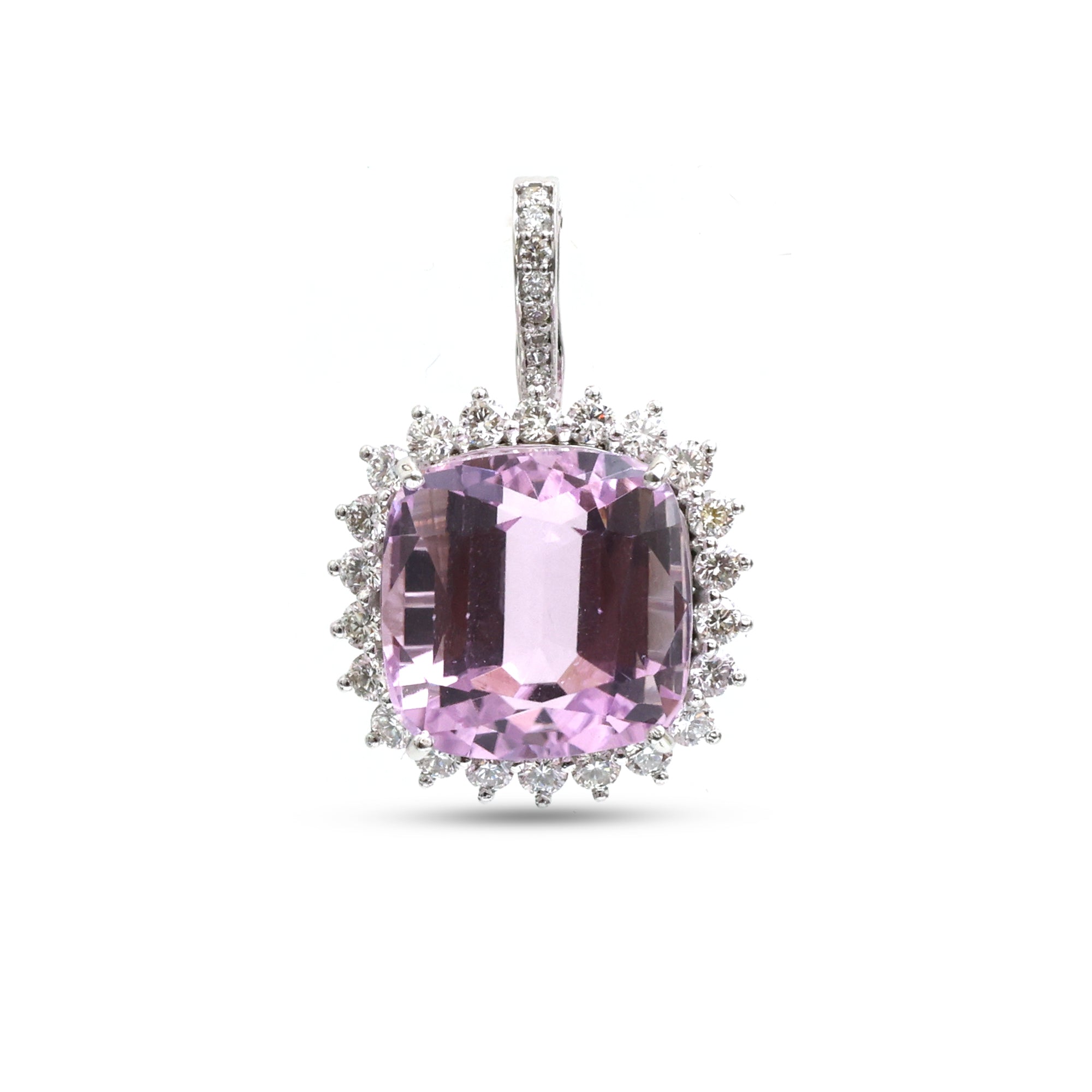 JPPD-1162/11508 Kunzite Helo Diamond Octagon Pendant | 14K
