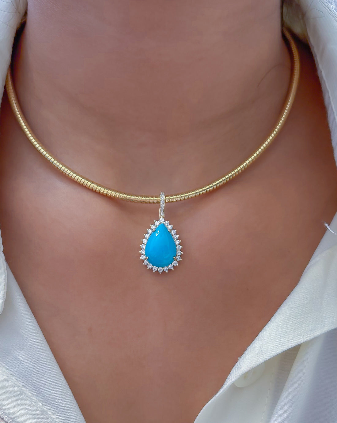 JPPD-1177/11746 Turquoise Diamond Pendant | 14K
