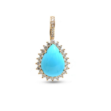 JPPD-1178/11747 Turquoise Diamond Pendant | 14K