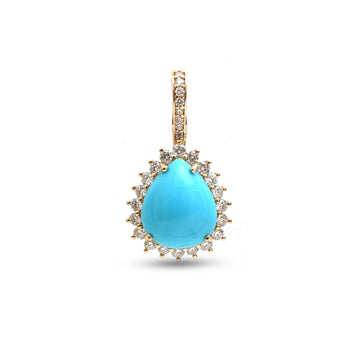JPPD-1179/11748 Turquoise Diamond Pendant | 14K