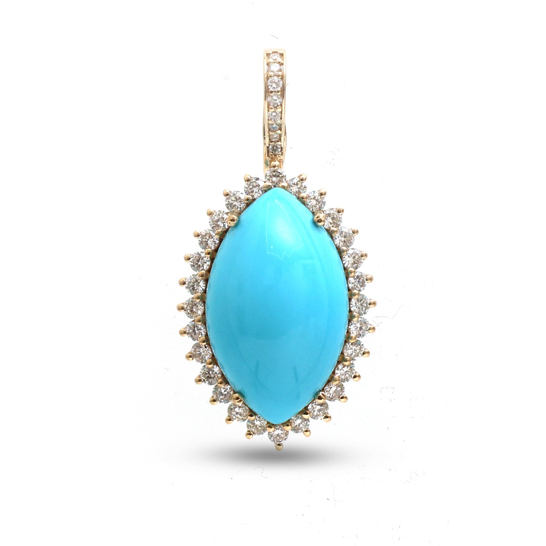 JPPD-1181/11750 Turquoise Diamond Pendant | 14K