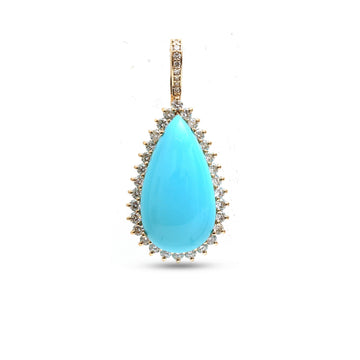 JPPD-1182/11751 Turquoise Diamond Pendant | 14K