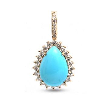 JPPD-1184/11753 Turquoise Diamond Pendant | 14K
