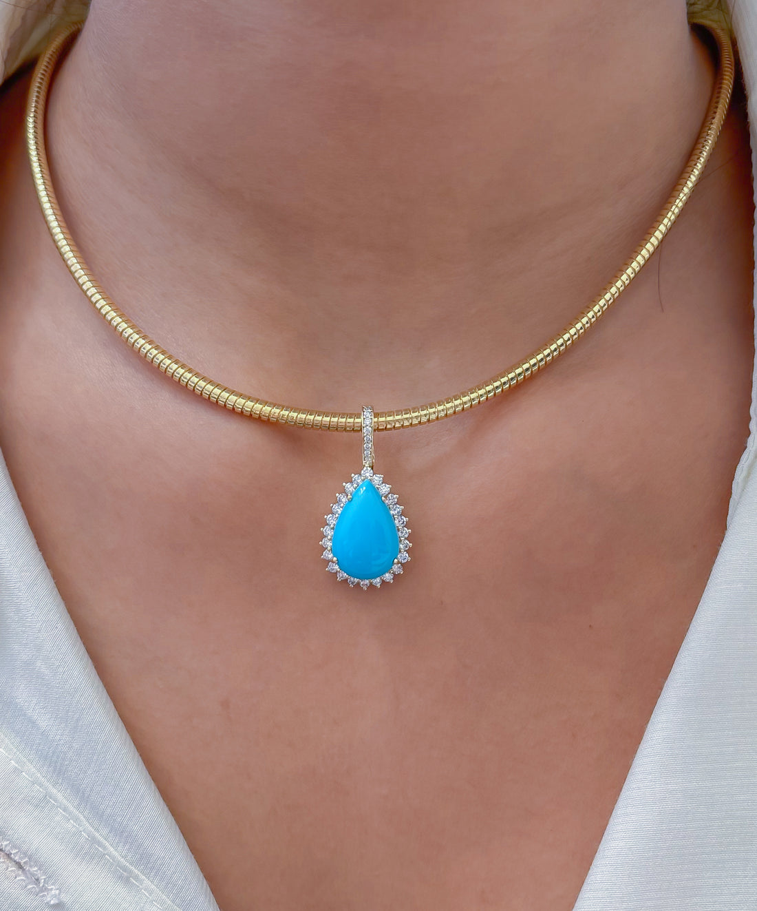 JPPD-1185/11754 Turquoise Diamond Pendant | 14K