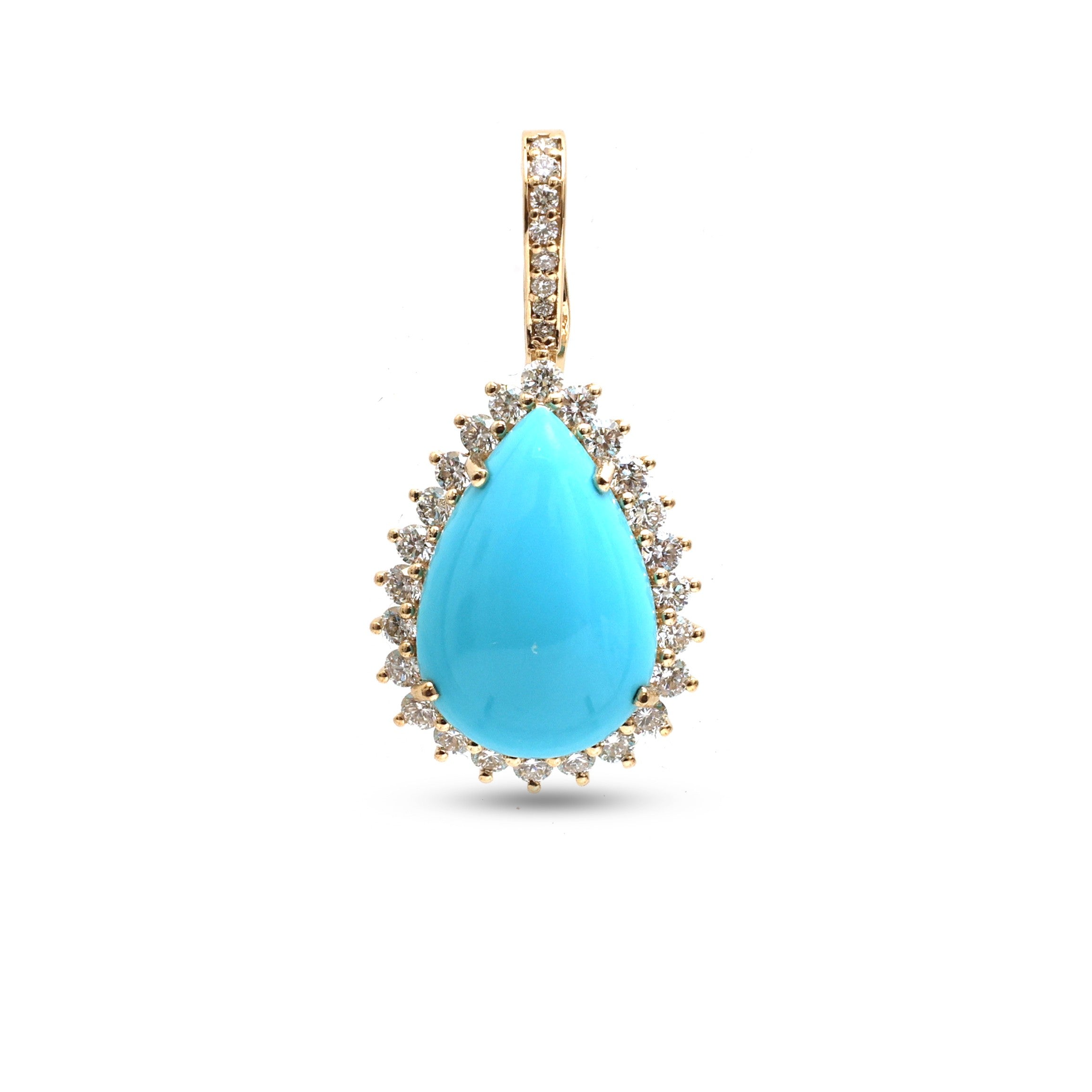 JPPD-1185/11754 Turquoise Diamond Pendant | 14K
