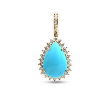JPPD-1185/11754 Turquoise Diamond Pendant | 14K