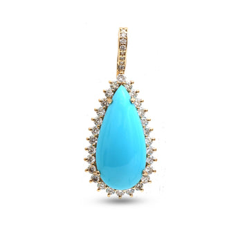 JPPD-1186/11755 Turquoise Diamond Pendant | 14K
