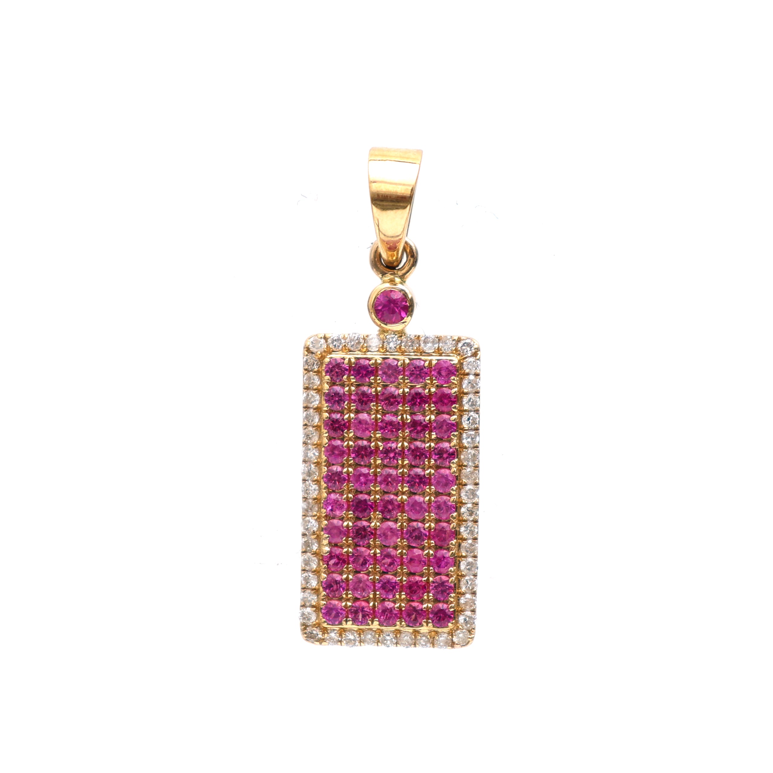 JPPD-118/2202 Pink Sapphire Round With Diamond Pendant B | 18K